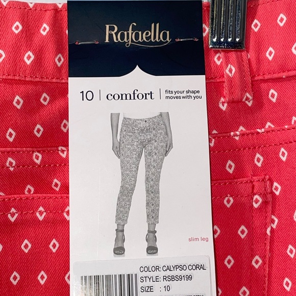 NWT Rafaella Calypso Coral Comfort Stretch Printed Knit Twill Skinny Ankle 10 - Picture 2 of 7